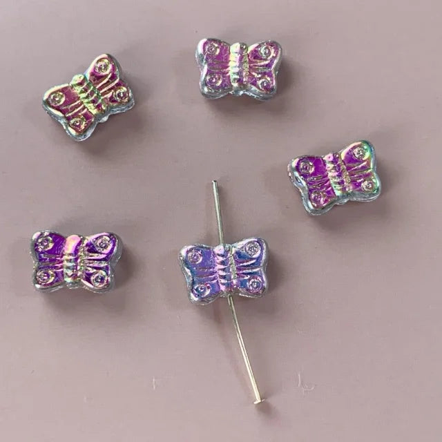 Czech Glass Pressed Beads Butterfly Vitrail Medium 8mm【5pcs】