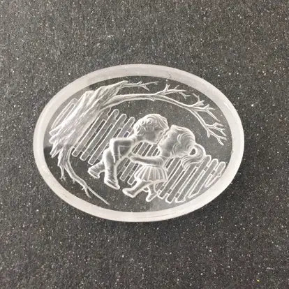 W.Germany Vintage Glass Intaglio Children 40x30mm