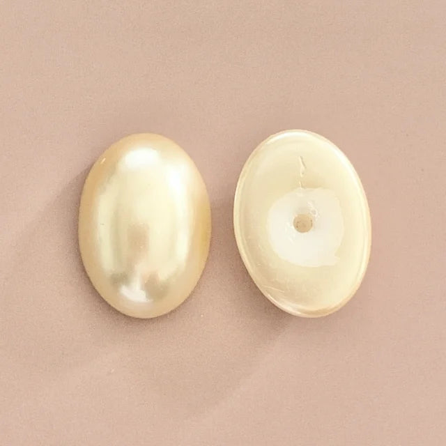 チェコ製グラスパールカボション・Oval・CREME 14×10mm