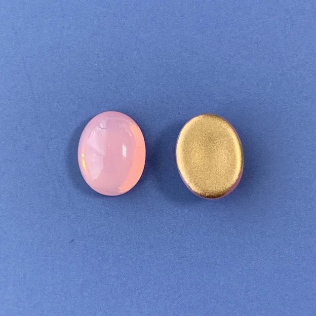 Czech Vintage Glass Cabochon Oval Opal Pink 10×8mm 【2pcs】