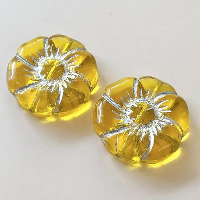 Czech Pressed Glass Beads Large Flower 22mm