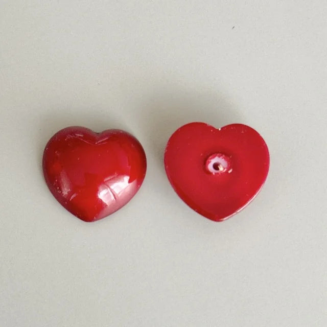 【Made in Japan】AKADAMA HEART Plastic Cabochon Retro Red color coated 17x18mm