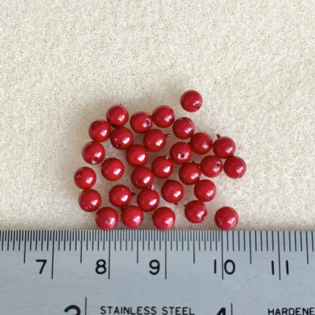 【Made in Japan 】AKADAMA Glass Beads Retro Red color coated 4mm【30 pcs or 1 strand】
