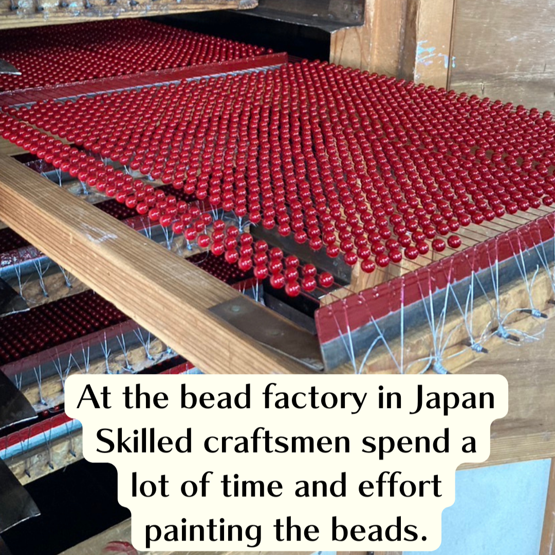 【Made in Japan 】AKADAMA Glass Beads Retro Red color coated 7mm【20 pcs or 1 strand】