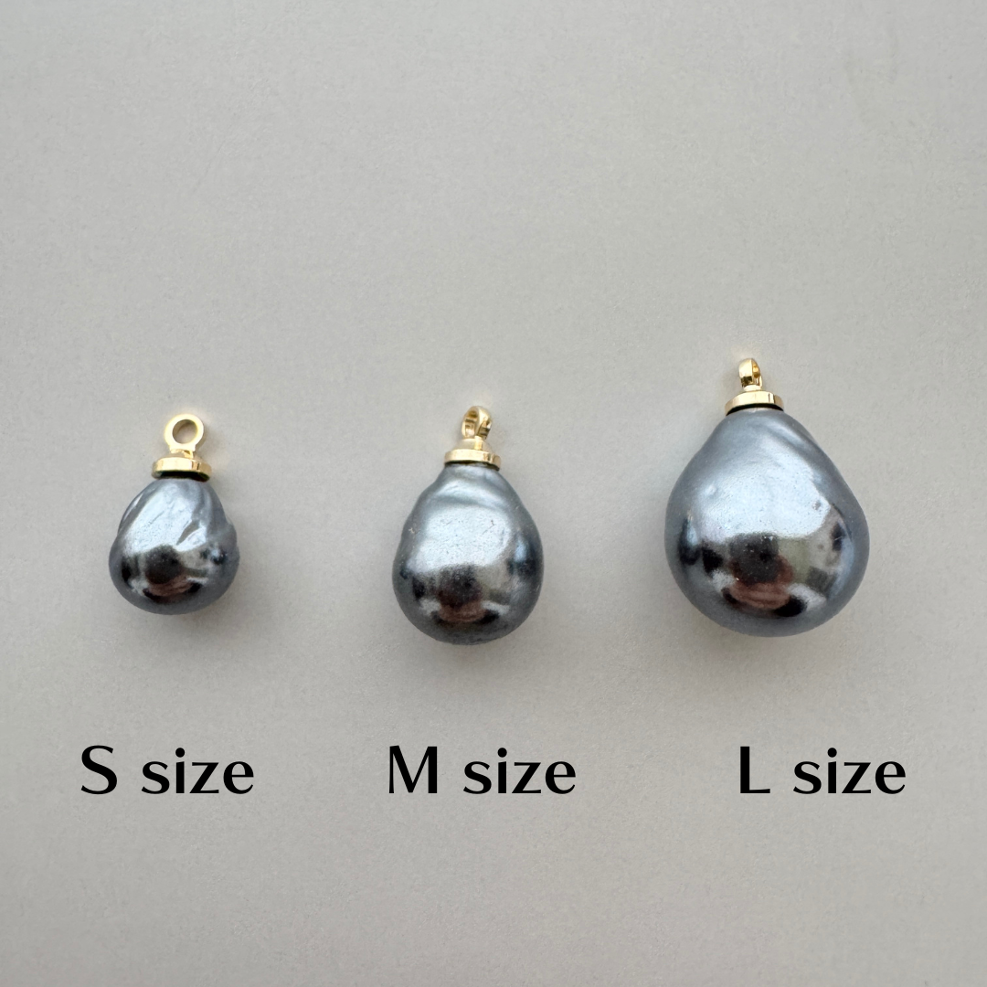 Japan Vintage Glass Baroque Pearl Drop Black【3 size】