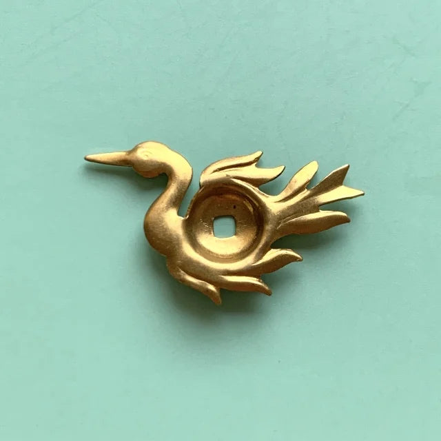 Raw Brass Setting Swan 22×36mm