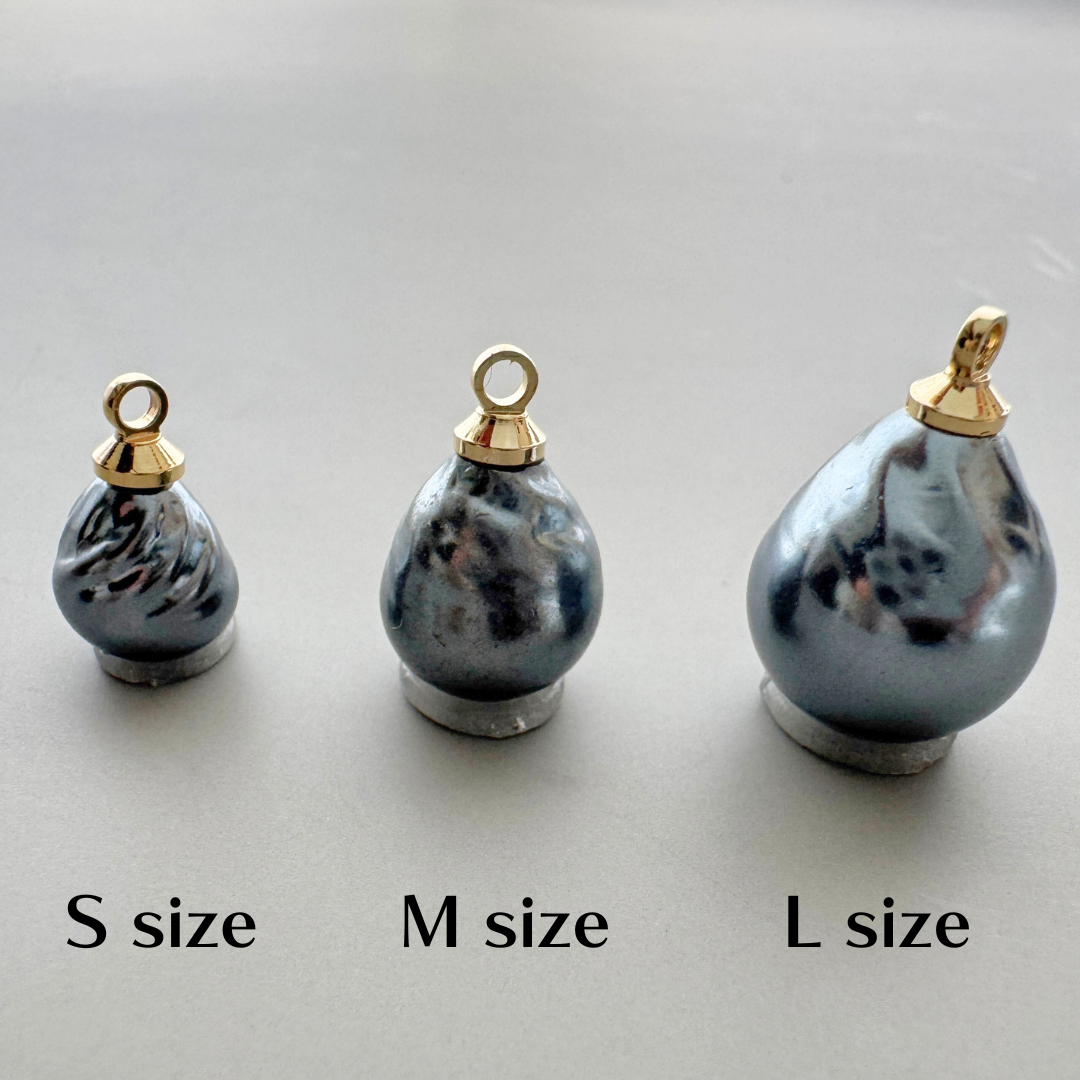 Japan Vintage Glass Baroque Pearl Drop Black【3 size】