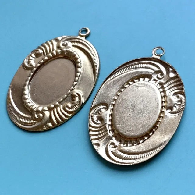 Raw Brass Setting Art Deco 18×13mm