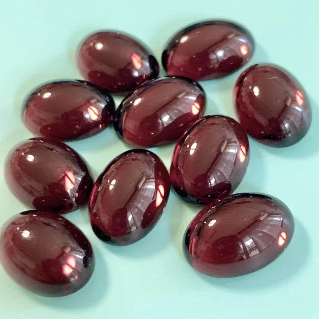 Vintage Glass Cabochon Oval Amethyst 14x10mm