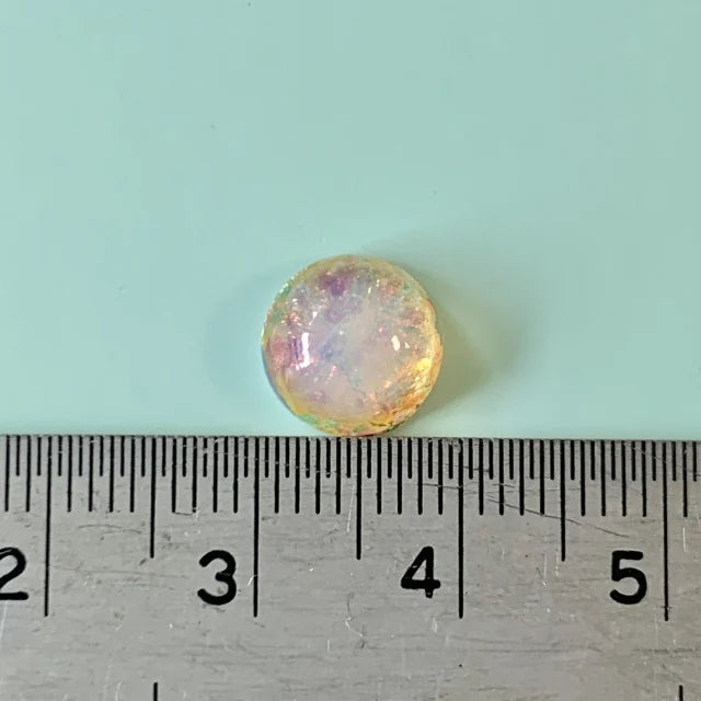 Vintageファイアオパール風ガラスカボション ラウンド9mm