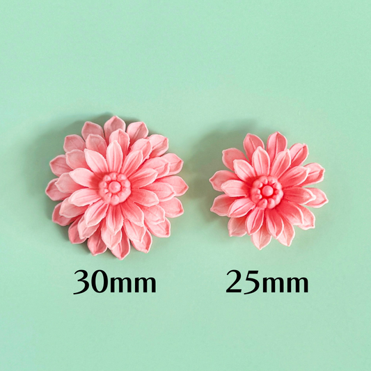 W.Germany Vintage Plastic Flower Pink Dahlia 30mm / 25mm