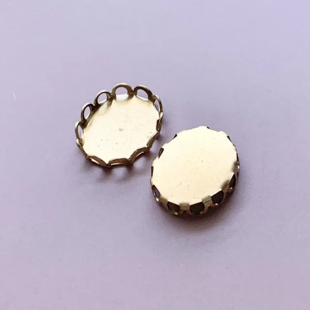 Raw Brass Lace Setting Oval 12×10mm【2pcs】