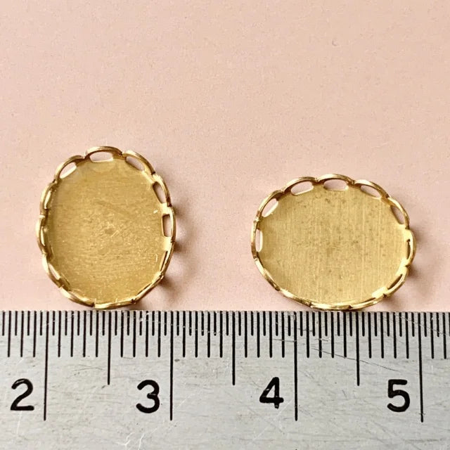 Raw Brass Lace Setting Oval 12×10mm【2pcs】