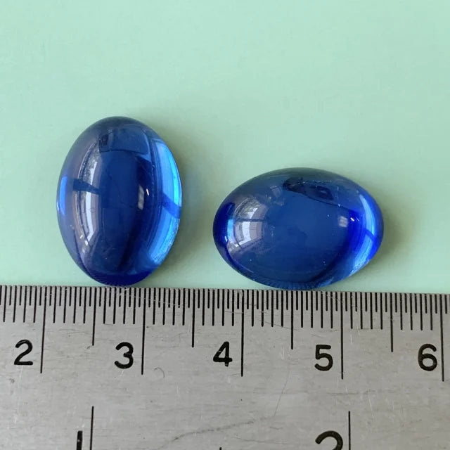 Czech Vintage Glass Cabochon Oval Sapphire 18x13mm