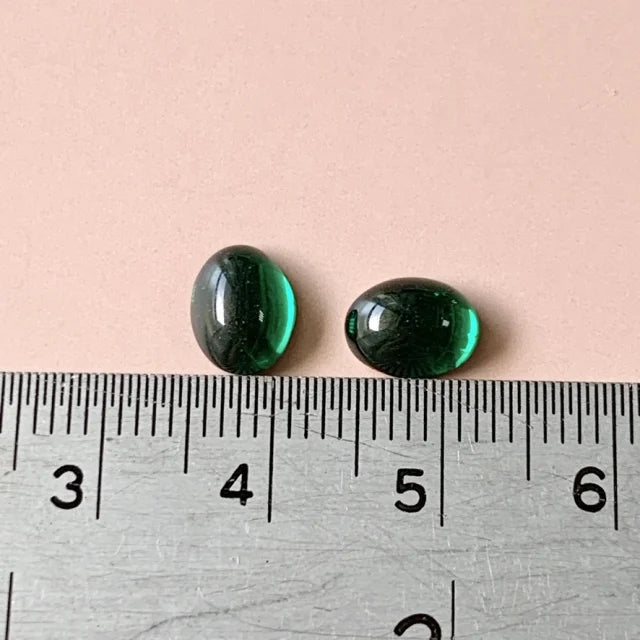 Czech Vintage Glass Cabochon Oval Emerald 8×6mm【2pcs】