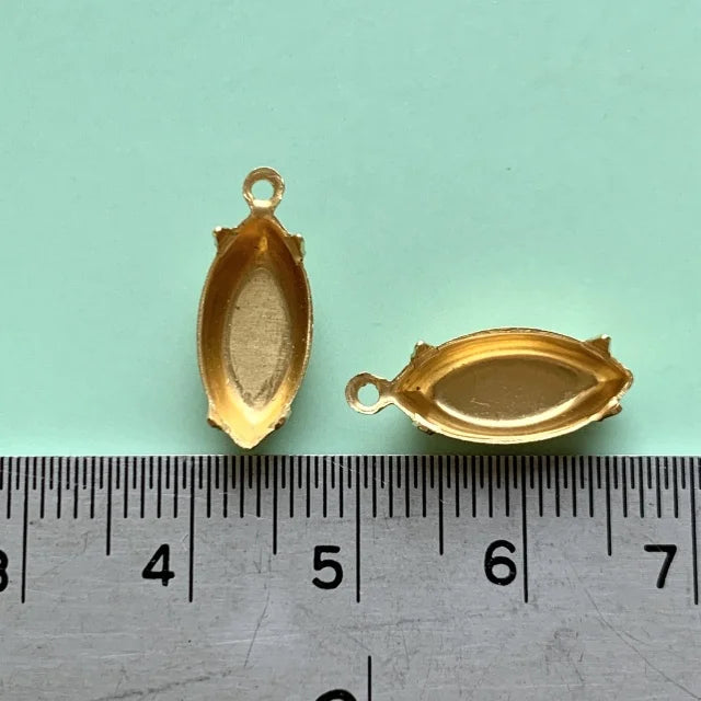 Raw Brass Setting Navette 15×7mm