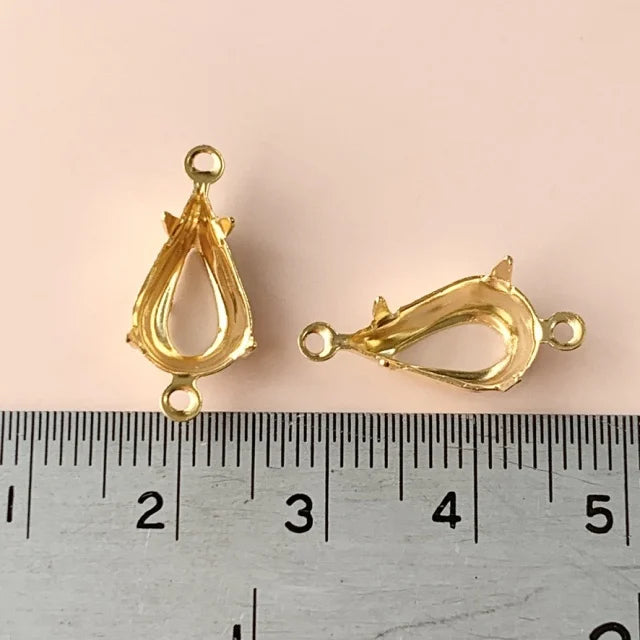 Gold Plated Setting Pearshape 2 loops 13×7.8mm【2pcs】