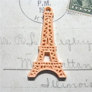 Vintage Celluloid Eiffel Tower Charm Peach 45×25mm