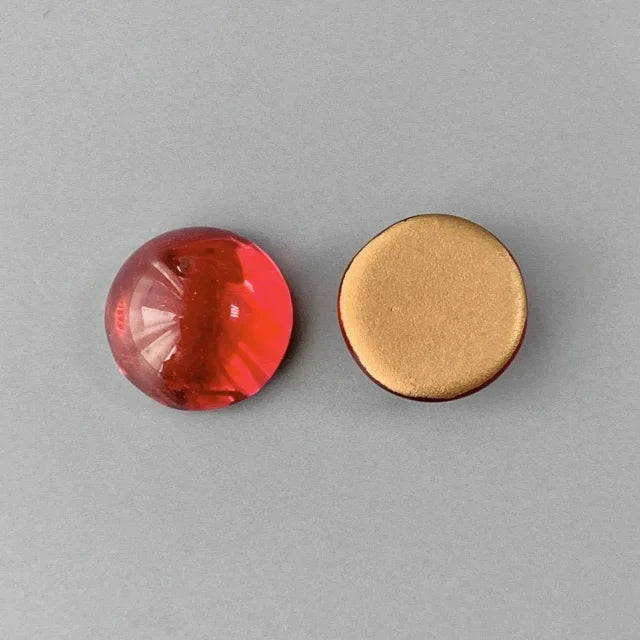 Czech Vintage Glass Cabochon Round Ruby 13mm
