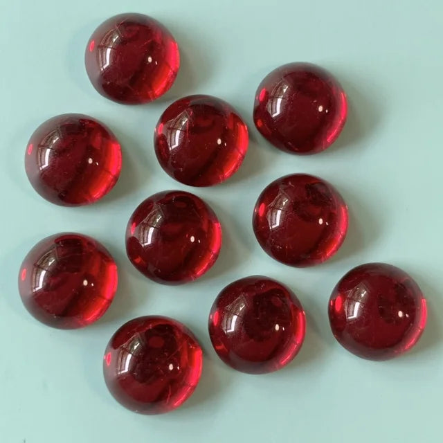Czech Vintage Glass Cabochon Round Ruby 13mm