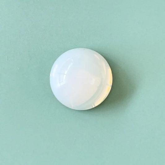 Czech Vintage Glass Cabochon Round White Opal 13mm