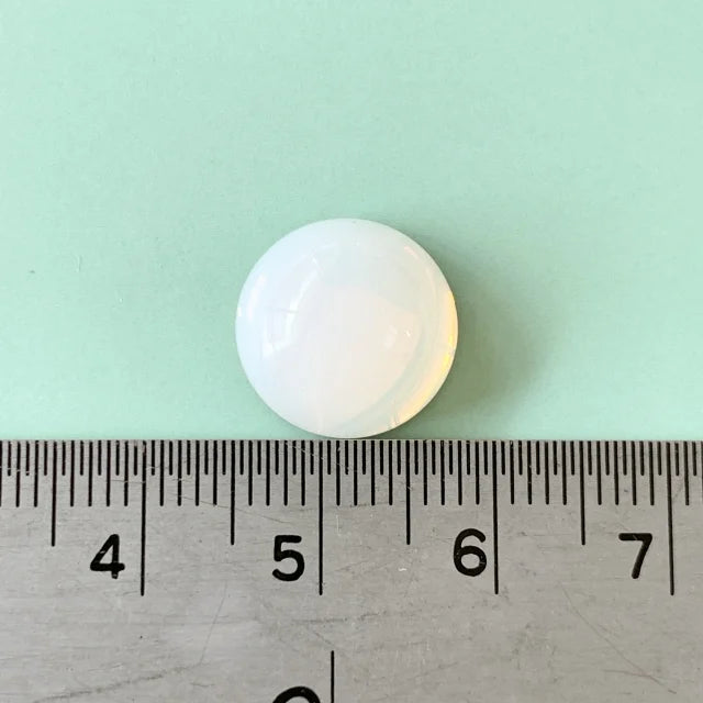 Czech Vintage Glass Cabochon Round White Opal 13mm