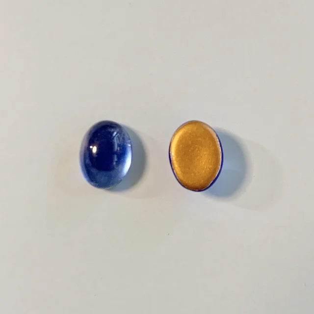 ヴィンテージガラスカボション・Oval・Sapphire 8×6mm 【2個セット】