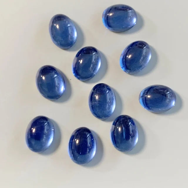 ヴィンテージガラスカボション・Oval・Sapphire 8×6mm 【2個セット】