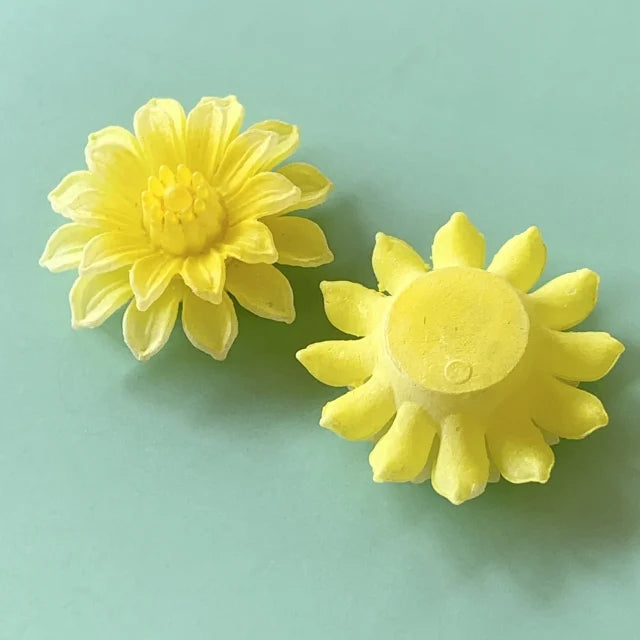 W.Germany Vintage Plastic Flower Yellow Dahlia 30mm / 25mm