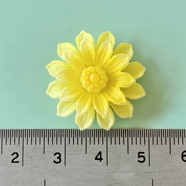 W.Germany Vintage Plastic Flower Yellow Dahlia 30mm / 25mm