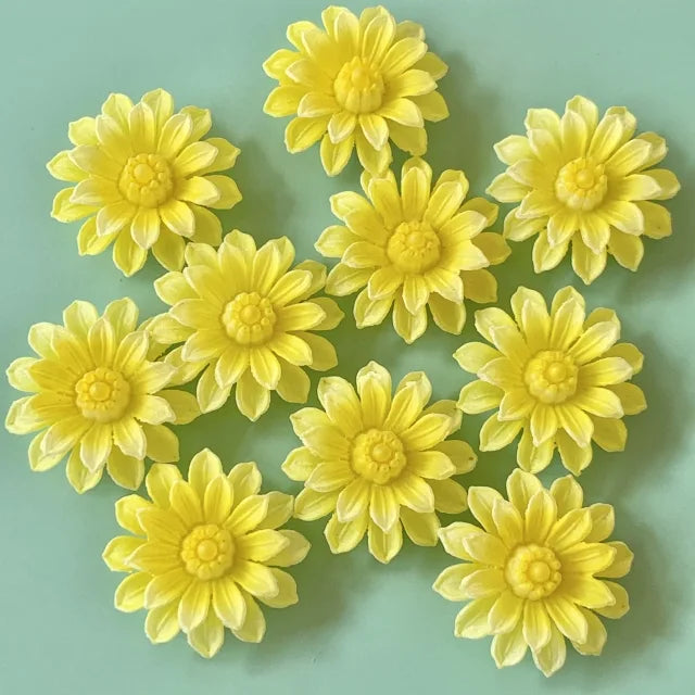 W.Germany Vintage Plastic Flower Yellow Dahlia 30mm / 25mm