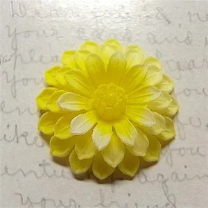 W.Germany Vintage Plastic Flower Yellow Dahlia 30mm / 25mm