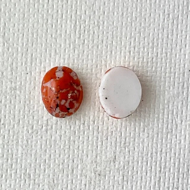 Czech Vintage Glass Cabochon Coral Matrix 10×8mm