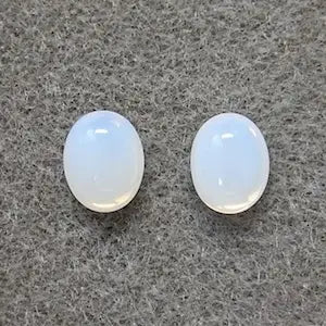 Czech Vintage Glass Cabochon White Opal 10x8mm【2pcs】