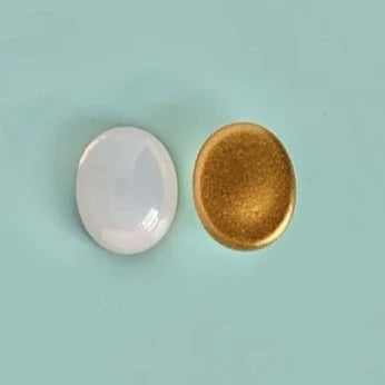 Czech Vintage Glass Cabochon White Opal 10x8mm【2pcs】