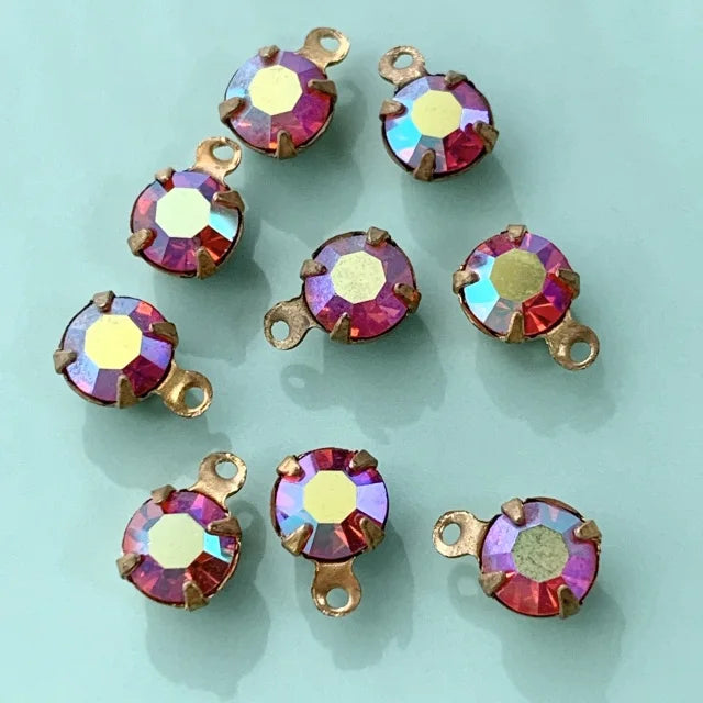 Vintage Preset Rhinestone Charm Siam Ruby AB 29ss【2pcs】