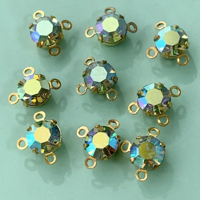 Vintage Preset Rhinestone Charm Peridot AB 29ss【2pcs】