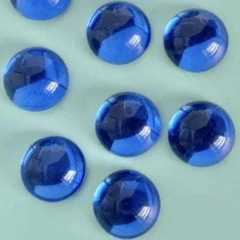 Czech Vintage Glass Cabochon Round Sapphire 13mm