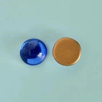 Czech Vintage Glass Cabochon Round Sapphire 13mm