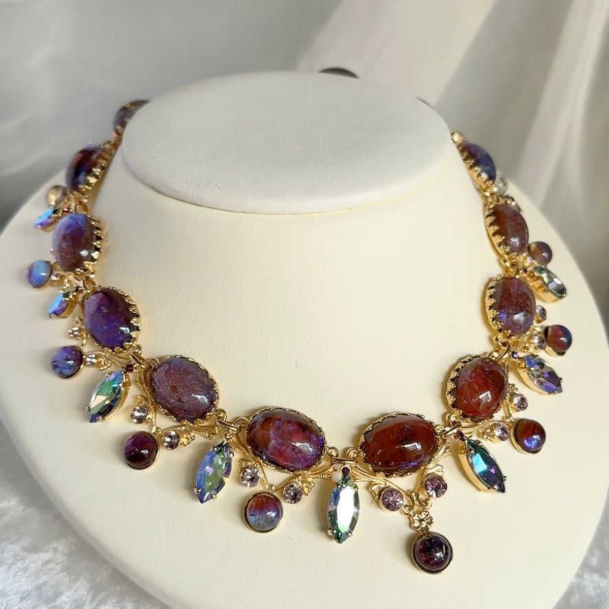 【Made in Japan】"Soiree" Necklace and Earrings Purple