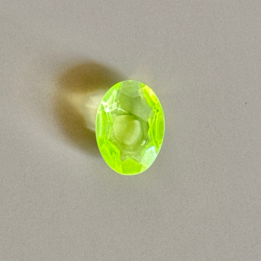 Czech Vaseline Glass Pointed Back Stone 14x10mm