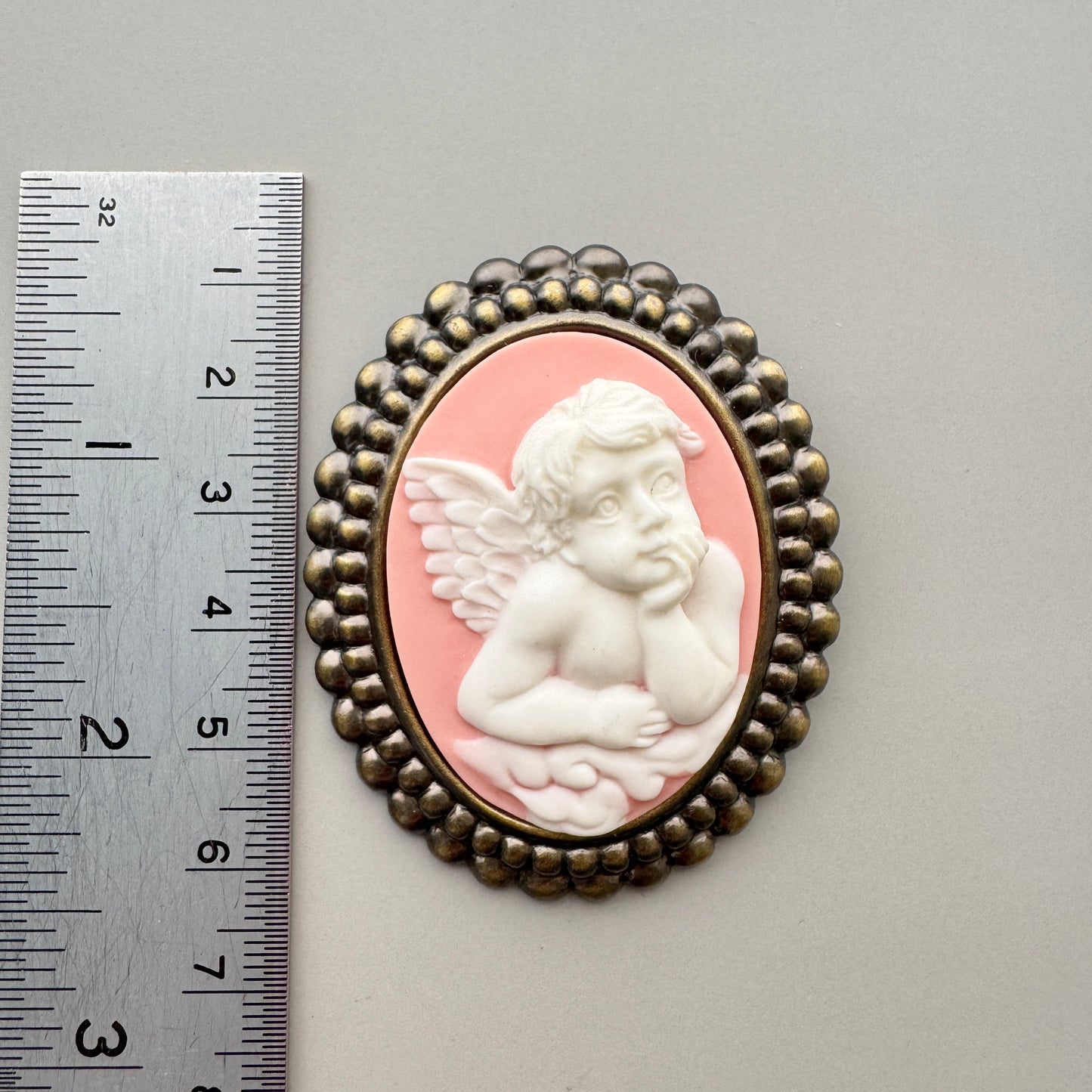 Vintage Style Angel Cameo Brooch