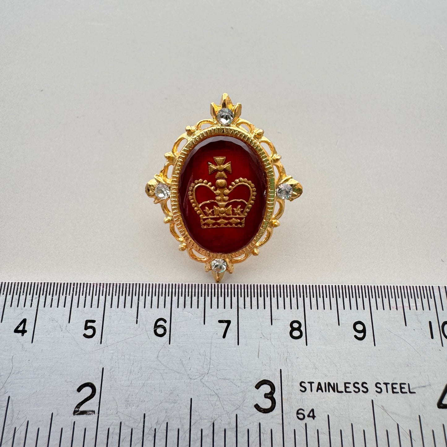 Vintage Crown Cabochon Stick Pin Brooch