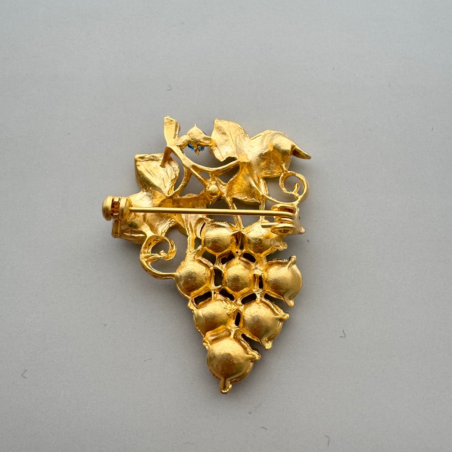 Vintage Rhinestone Grape Brooch