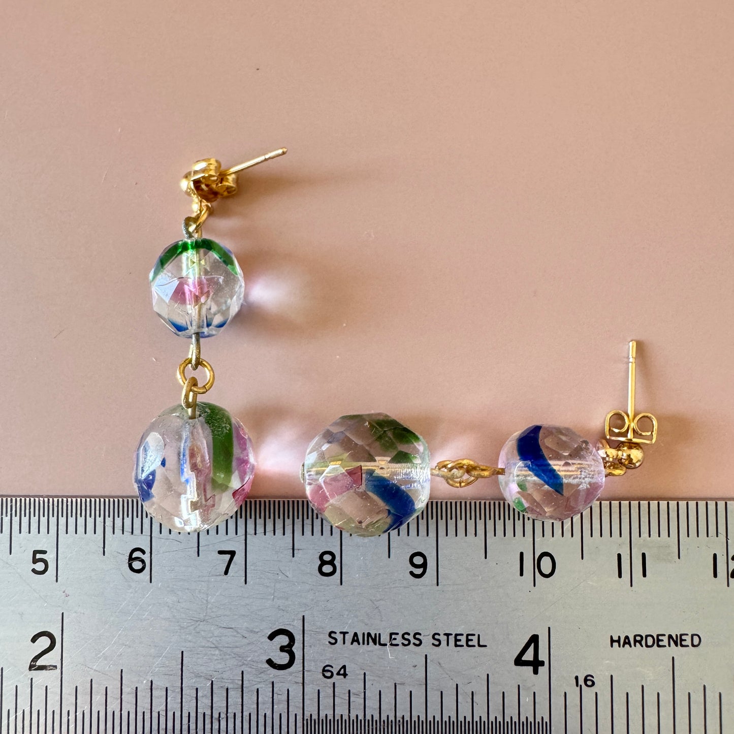 Czech Iris Beads Pierced Earrings