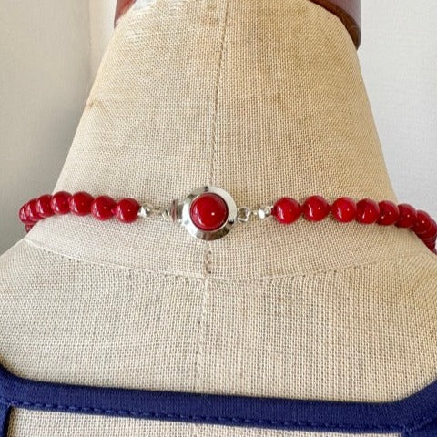 【Made in Japan】日本製ガラスビーズ・Retro Red (赤珠AKADAMA)・サイズグラデーションネックレス・61cm