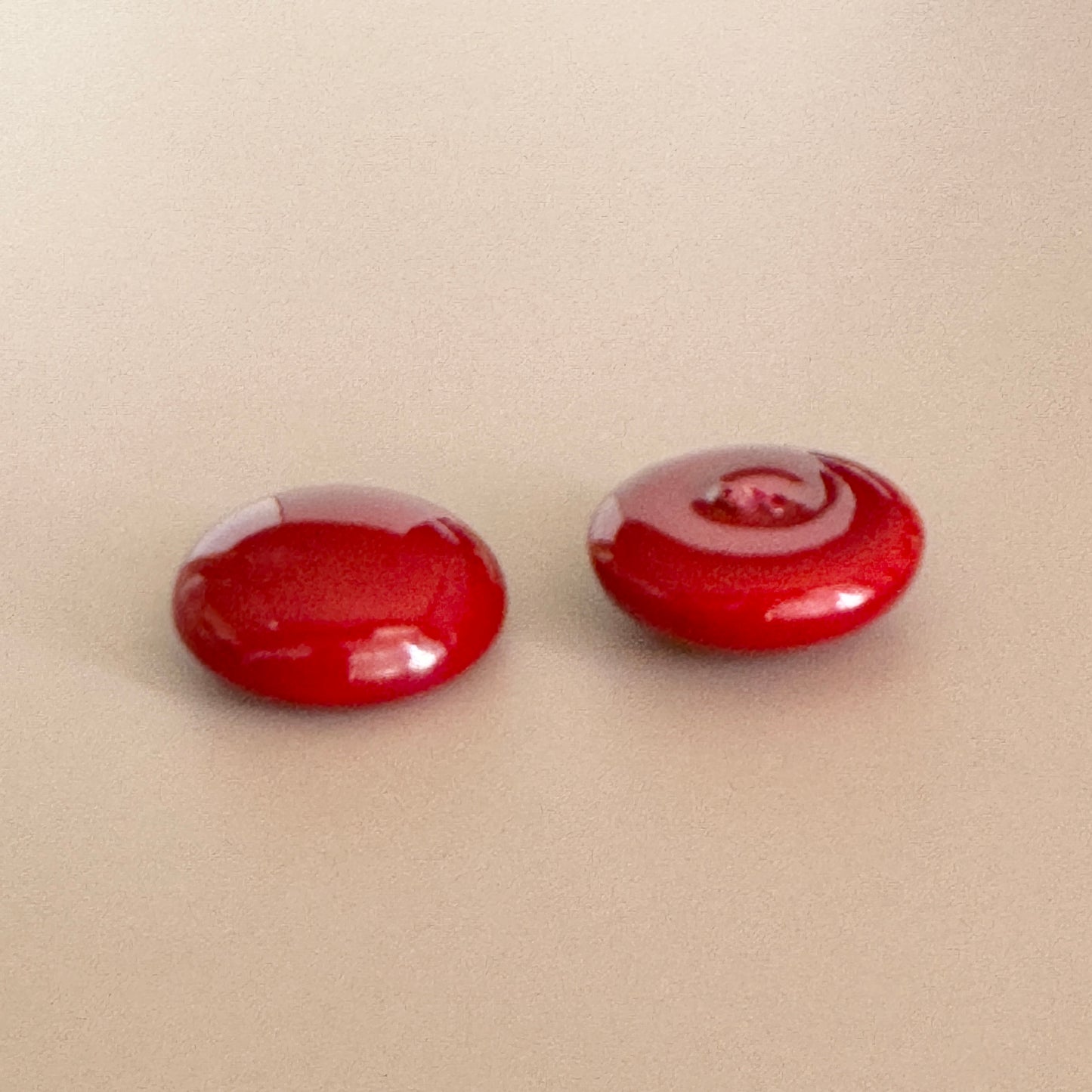【Made in Japan】AKADAMA Plastic Cabochon Retro Red color coated 【18/20/22mm】