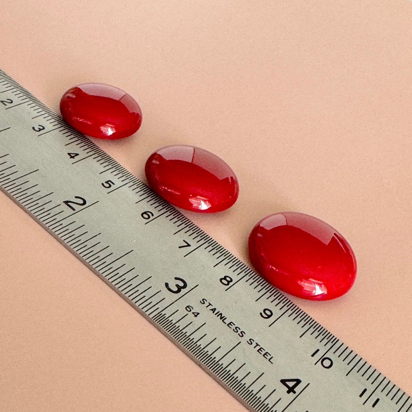 【Made in Japan】AKADAMA Plastic Cabochon Retro Red color coated 【18/20/22mm】