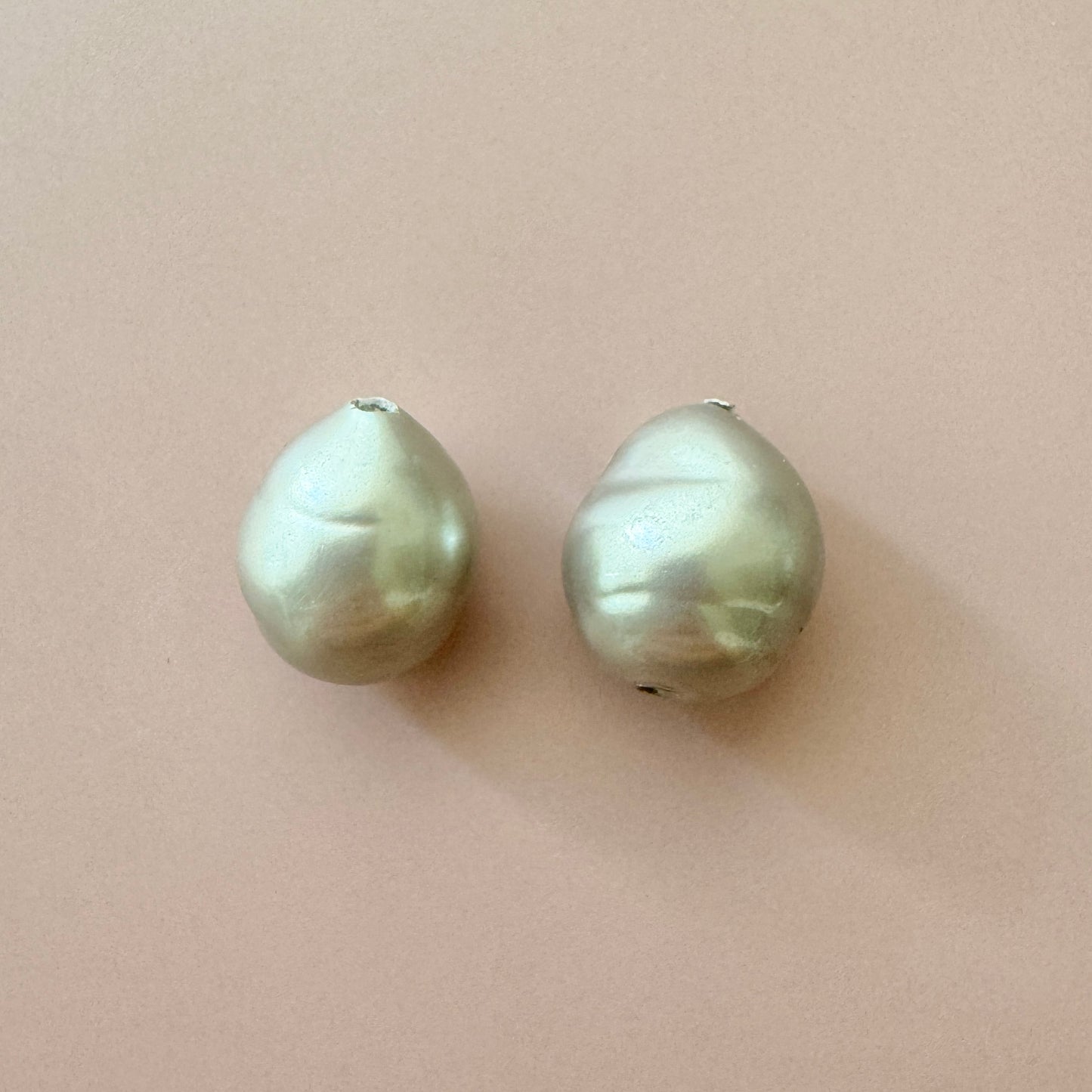 Japan Vintage Glass Baroque Pearl Gray 14x11mm【2pcs】