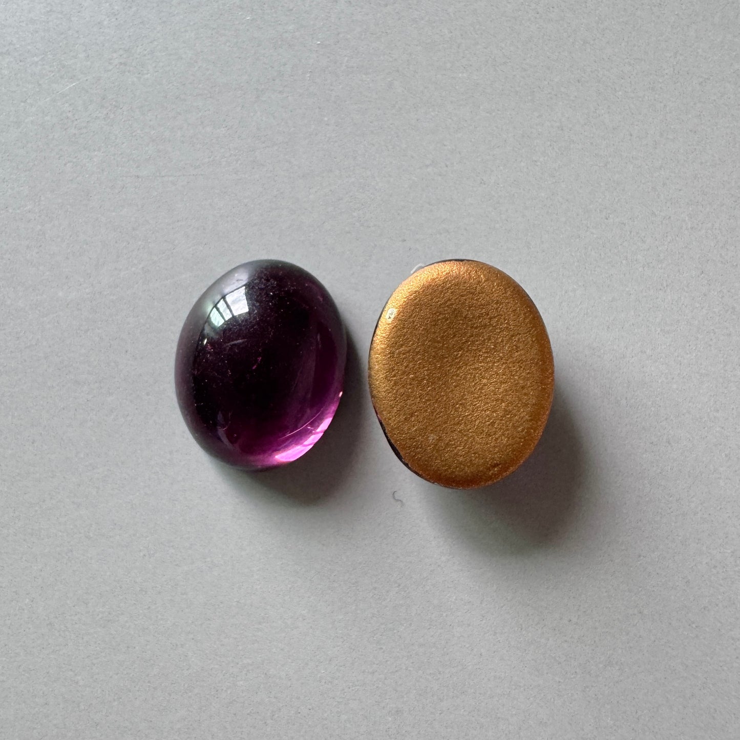 Czech Vintage Glass Cabochon Amethyst 10×8mm 【2 pcs】